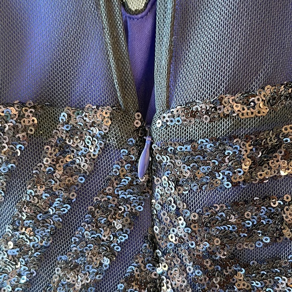 Blue Sequins Mesh Dress - Picture 8 of 11